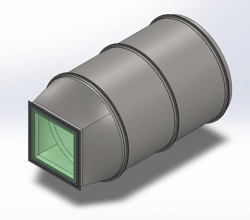 Combustion box, alternate isometric angle showing front cover