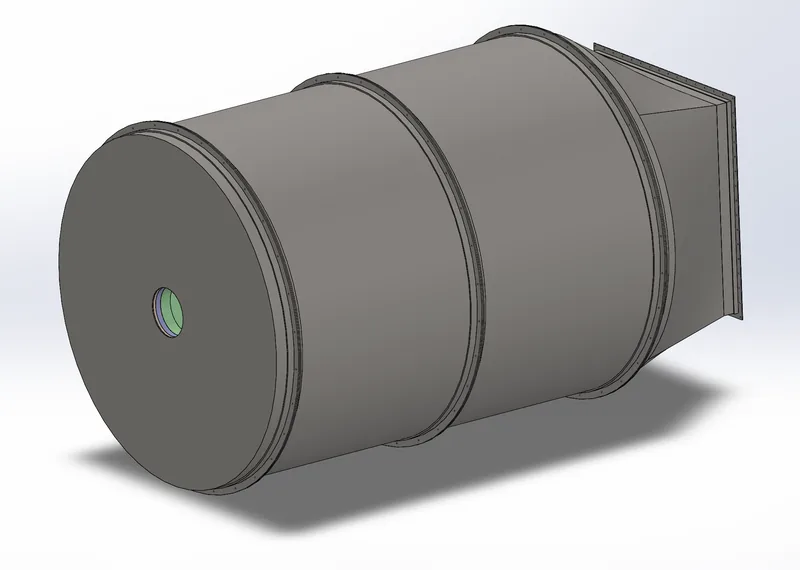 Combustion box cylindrical geometry, current configuration