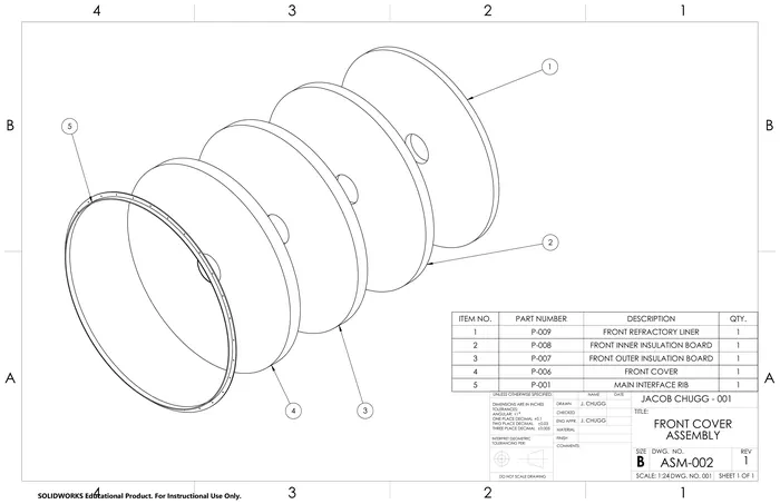 Front cover subassembly, exploded view