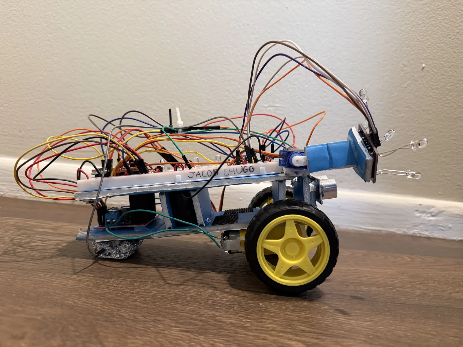 Autonomous Arduino-based sensor robot, side profile